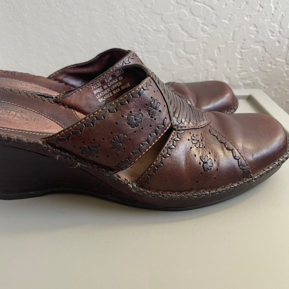Clarks Brown Artisan Collection Women's Leather Clogs Slip-Ons US 9.5M Mules - Picture 6 of 10